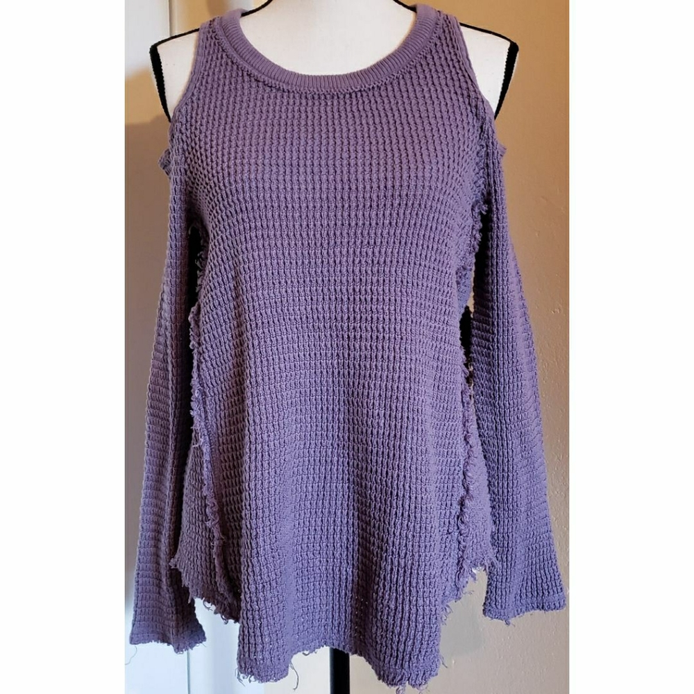 Free People Cold Shoulder Purple Sweater